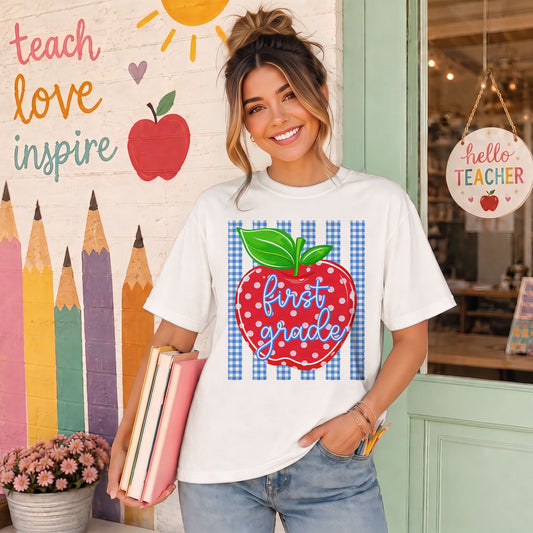 Personalized Striped Back to School Shirt for Kids Teachers – Custom Name & Grade Tee for Pre-K to 8th Grade Students, First Day Outfit