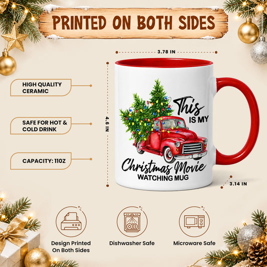 Christmas Movie Mug, Red Truck Christmas Tree Coffee Mug, Holiday Gift for Family