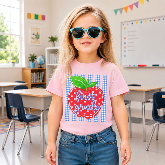 Personalized Striped Back to School Shirt for Kids Teachers – Custom Name & Grade Tee for Pre-K to 8th Grade Students, First Day Outfit