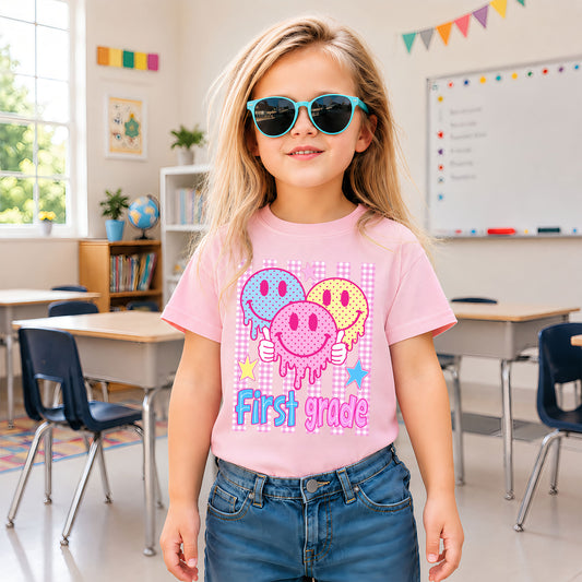 Personalized Striped Back to School Shirt for Kids Teachers – Custom Name & Grade Tee for Pre-K to 8th Grade Students, First Day Outfit