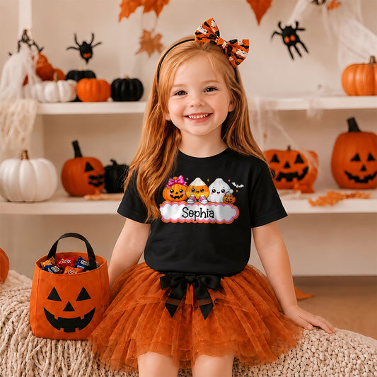 Personalized Halloween Sweatshirt, Custom Name Spooky Ghost Pumpkin, Halloween Gift for Boy & Girl