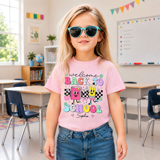 Personalized Welcome Back to School Teacher Student Shirt, Custom Name Back to School T-Shirt, First Day of School Gift Tee