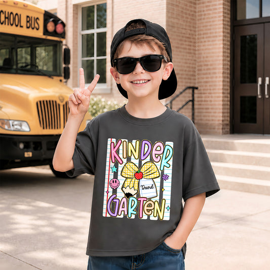 Personalized Striped Back to School Shirt for Kids Teachers – Custom Name & Grade Tee for Pre-K to 8th Grade Students, First Day Outfit