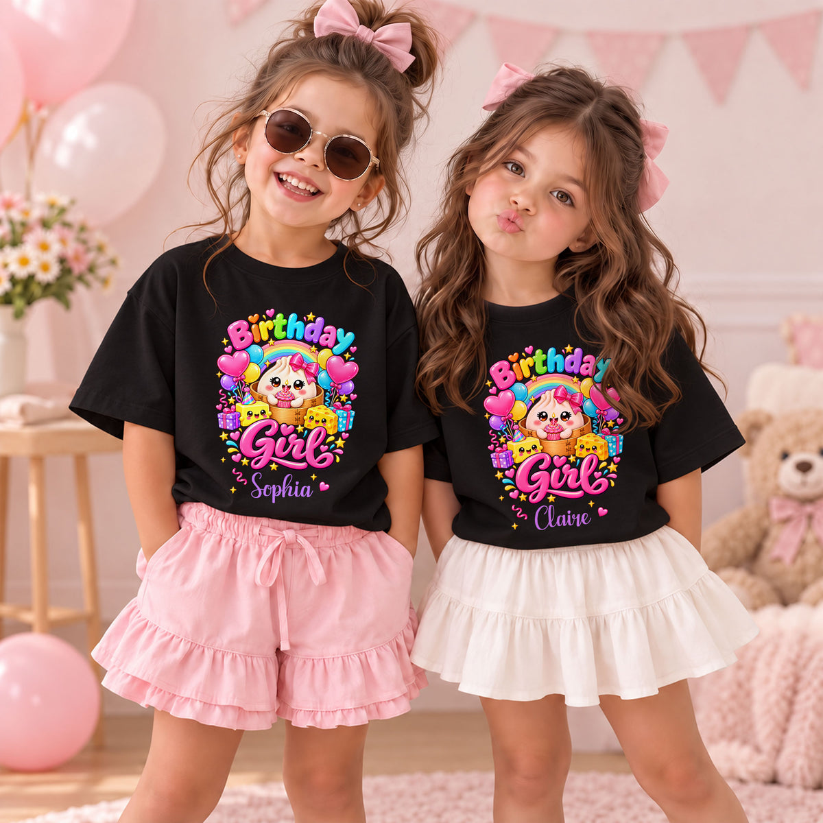 Personalized Dumpling Squish Birthday T-Shirt, Custom Squish Party Shirt For Kid, Birthday Girl Graphic Tee