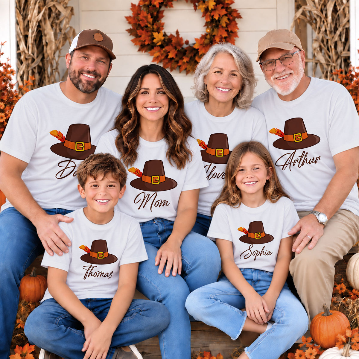 Personalized Matching Family Thanksgiving Shirt, Custom Name, Friendsgiving Crew, Thanksgiving Gift For Family, Friends