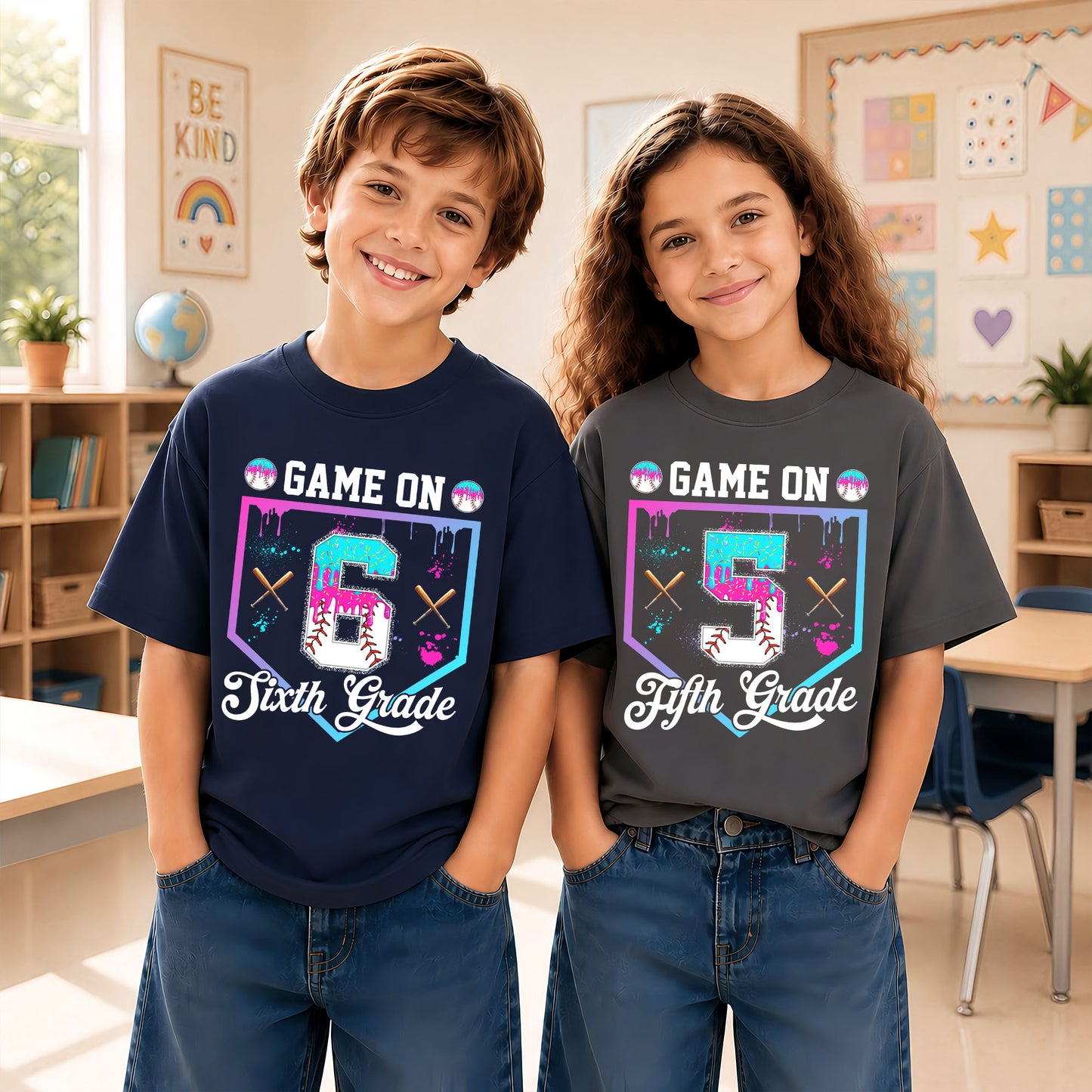 Personalized Baseball Back to School Shirt, Custom Name Game On Student Tee, Pre-K to 8th Grade First Day of School T-Shirt