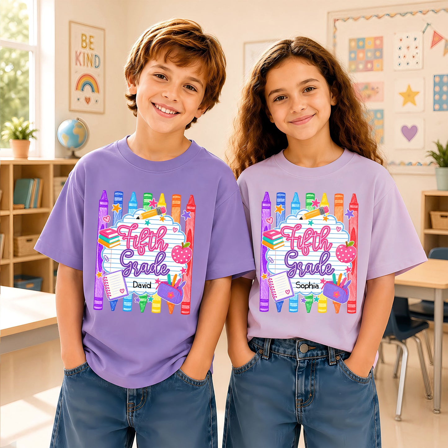 Personalized Striped Back to School Shirt for Kids Teachers – Custom Name & Grade Tee for Pre-K to 8th Grade Students, First Day Outfit