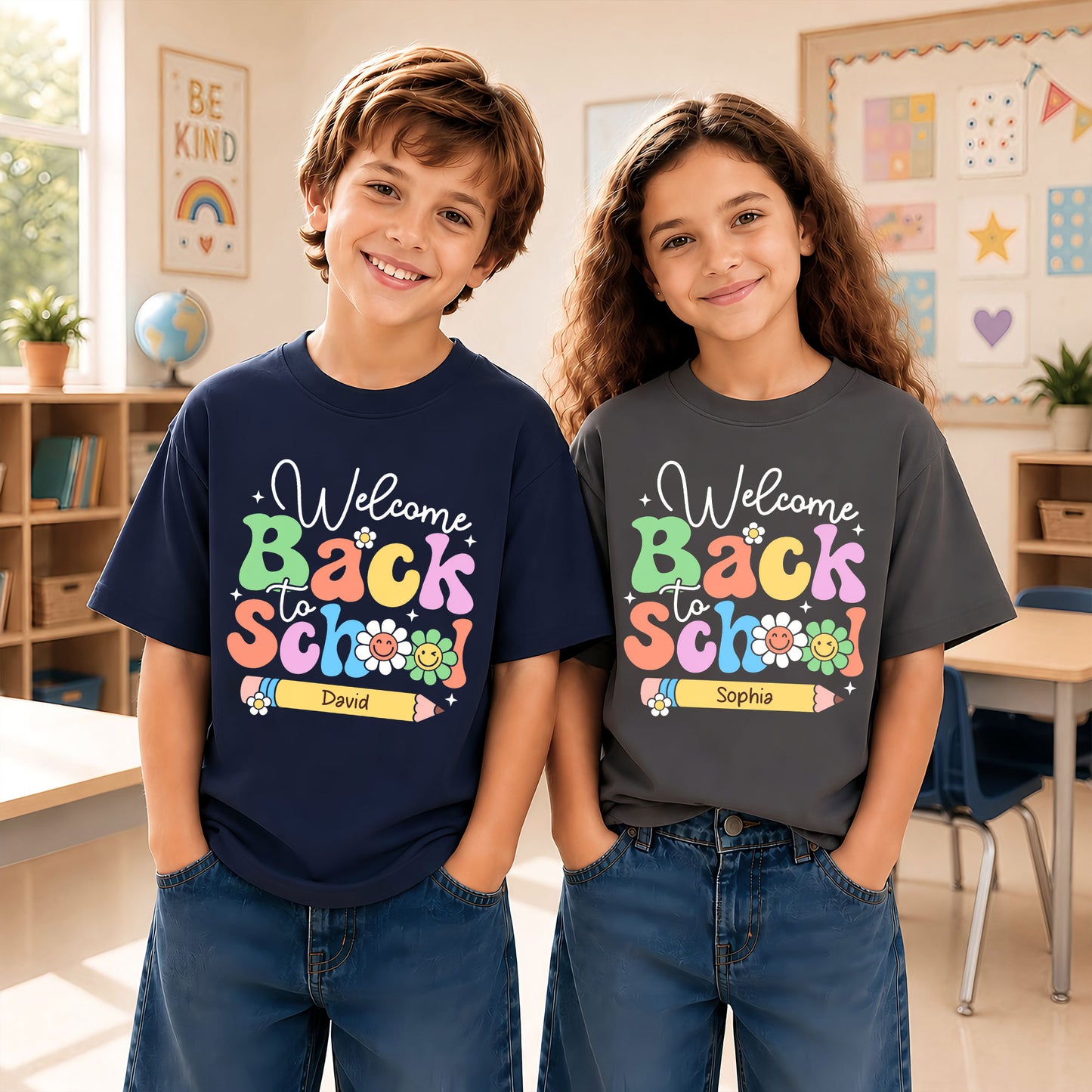 Personalized Welcome Back to School Teacher Student Shirt, Custom Name Back to School T-Shirt, First Day of School Gift Tee