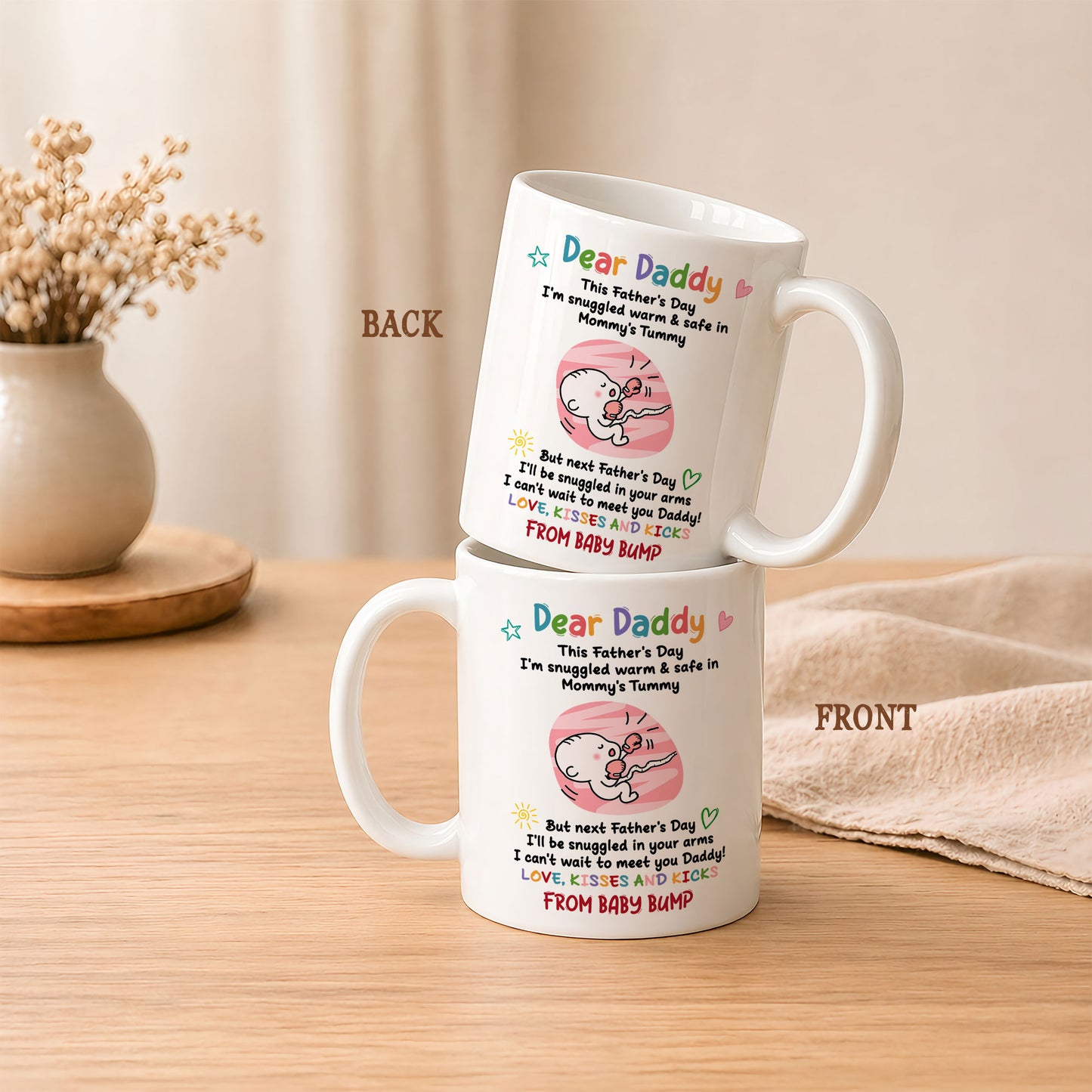 Personalized Dear Daddy Father’s Day Mug – Cute Baby Love Coffee Mug for New Dad, First Father’s Day Gift