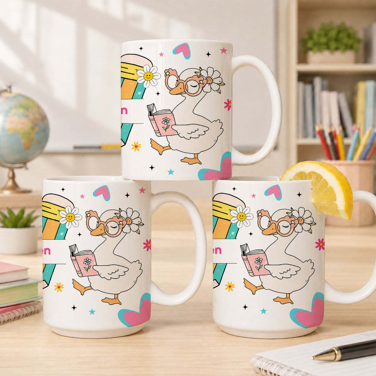 Personalized Hello Kindergarten Mug with Custom Grade & Name, Cute Goose School Coffee Mug, First Day of School Gift for Kids Students