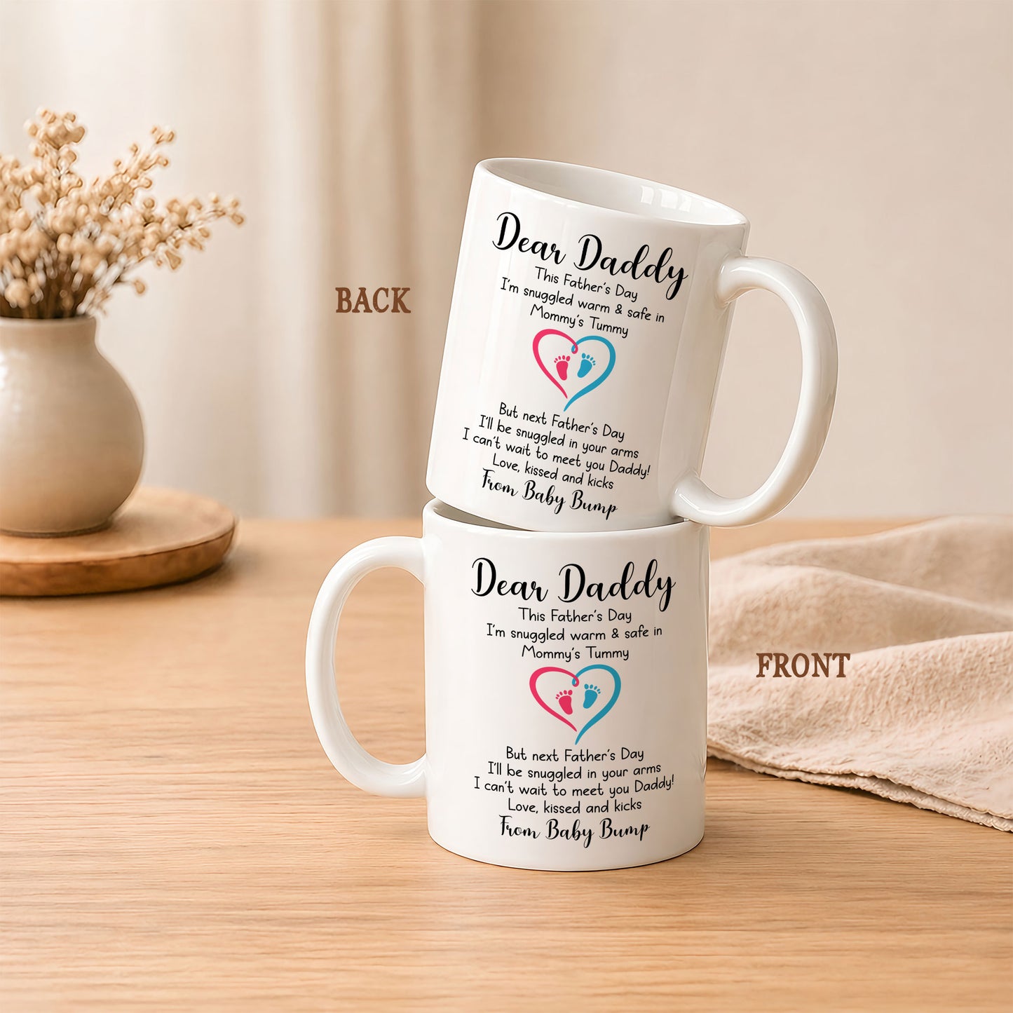 Personalized Dear Daddy Father’s Day Mug – Cute Baby Love Coffee Mug for New Dad, First Father’s Day Gift
