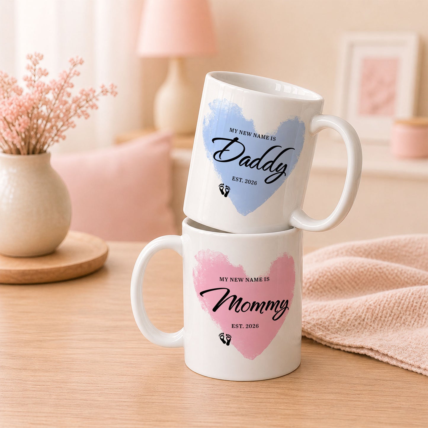 Personalized Mommy and Daddy Mug Set – Matching Coffee Mug Gift