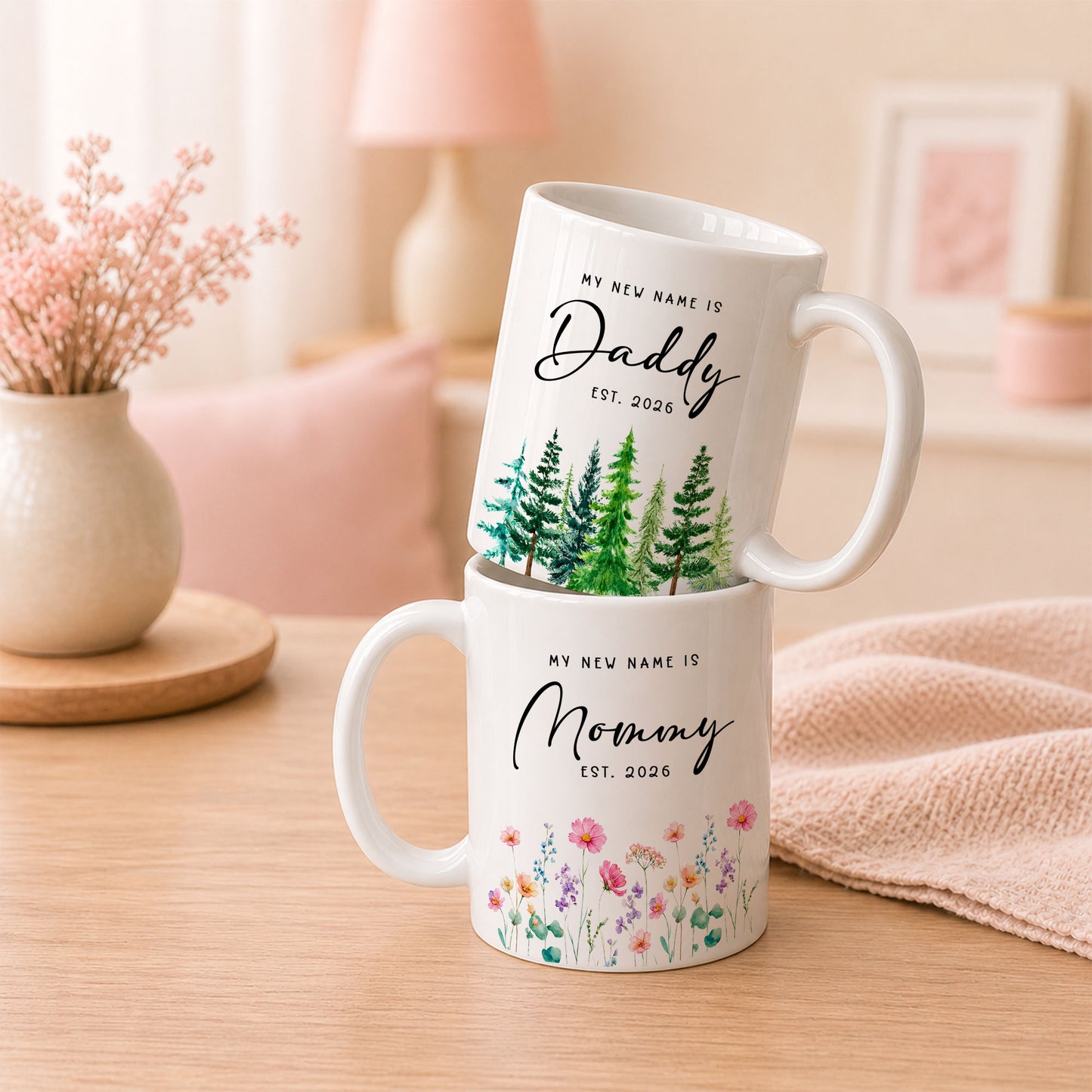 Personalized Mommy and Daddy Mug Set – Matching Coffee Mug Gift