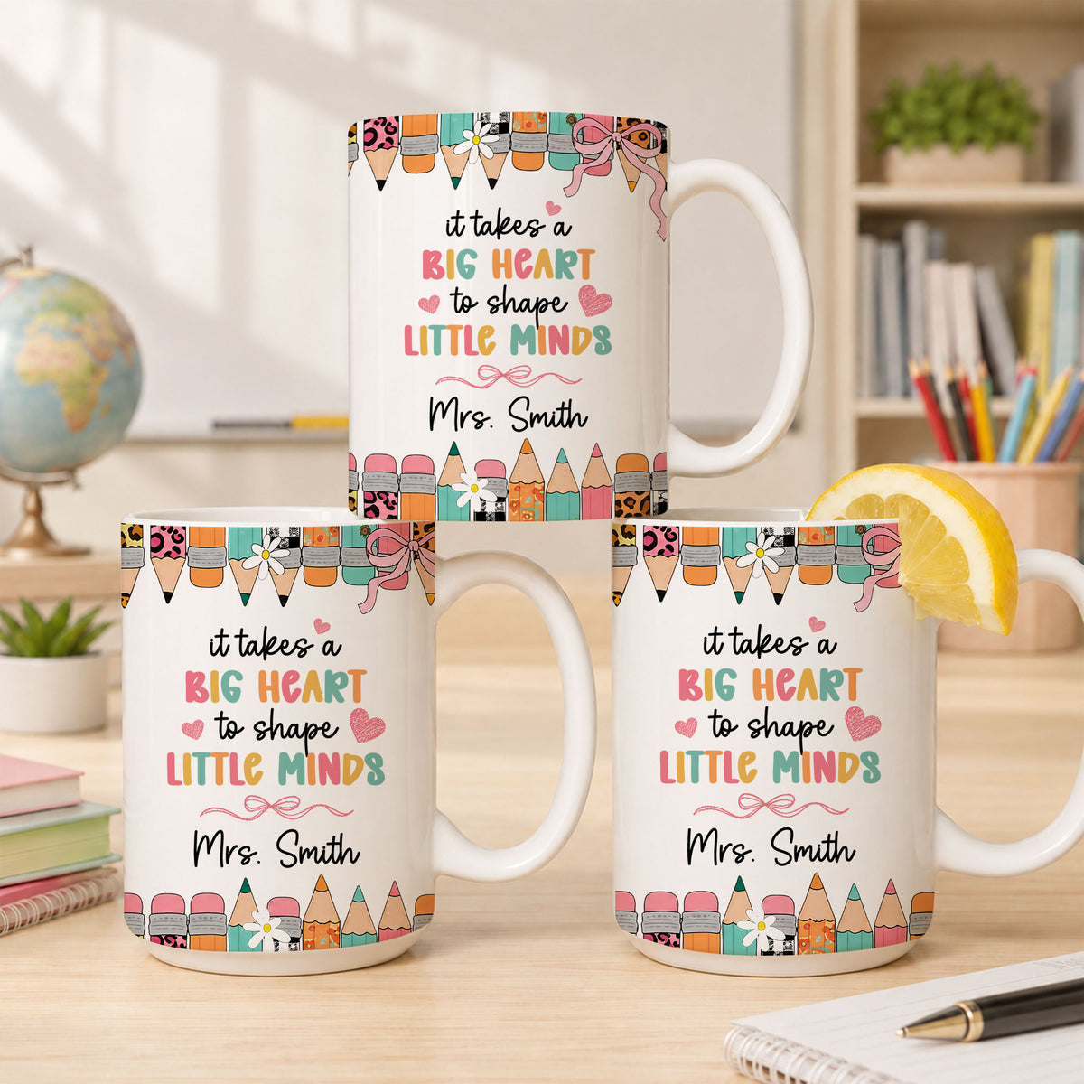 Back to School Personalized Teacher Mug, Custom Name Coffee Mug, Teacher Appreciation Gift for Preschool, Kindergarten & Elementary Teachers