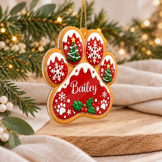 Personalized Custom Shape Acrylic Ornament - Custom Pet Paw Print Christmas Ornament - Pet Lovers Gift