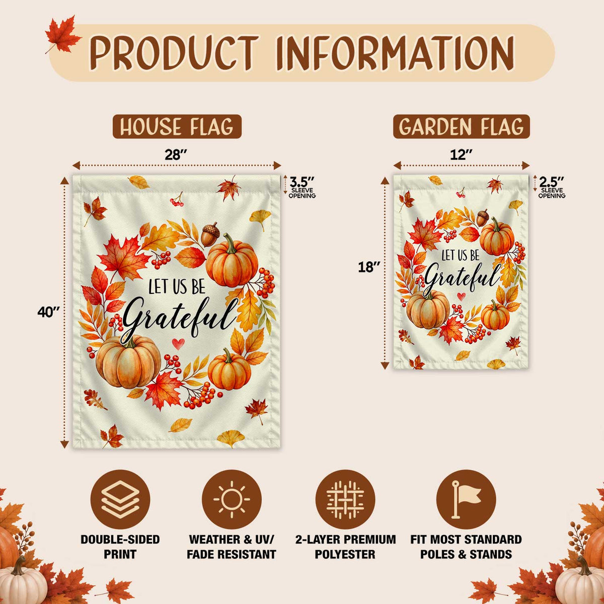 Give Thanks Fall Garden Flag, Rustic Cross Pumpkin Thanksgiving Yard Flag, Autumn Outdoor Decor