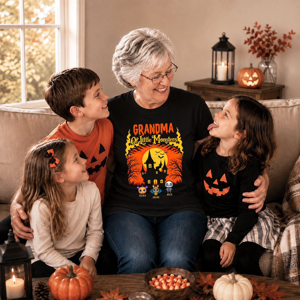 Personalized Halloween Family Shirt, Custom Characters & Names T-Shirt, Family Halloween Outfit, Cute Monster Design