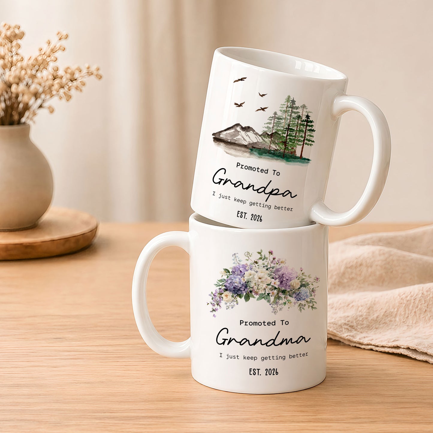 World’s Best Grandma Grandpa Mug Set – Personalized Coffee Cups