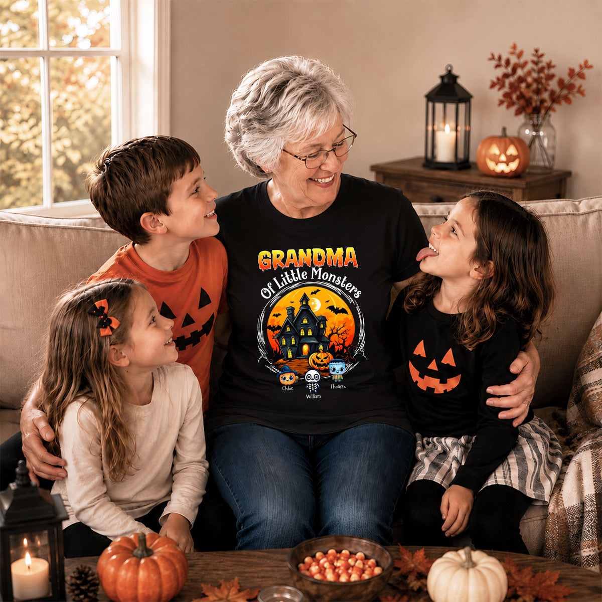 Personalized Halloween Family Shirt, Custom Characters & Names T-Shirt, Family Halloween Outfit, Cute Monster Design