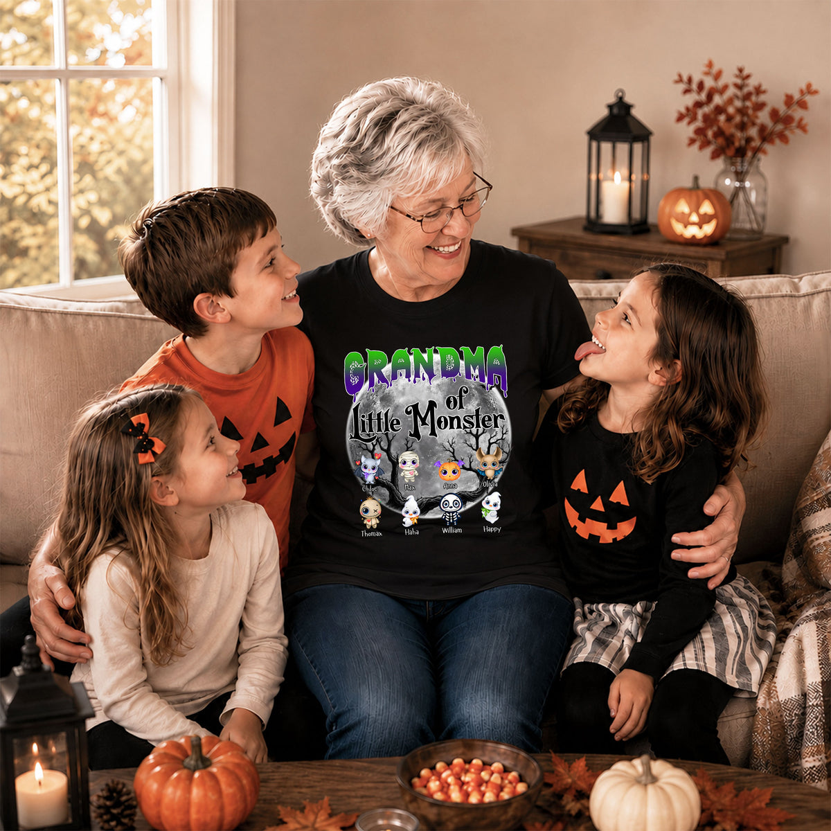 Personalized Halloween Family Shirt, Custom Characters & Names T-Shirt, Family Halloween Outfit, Cute Monster Design
