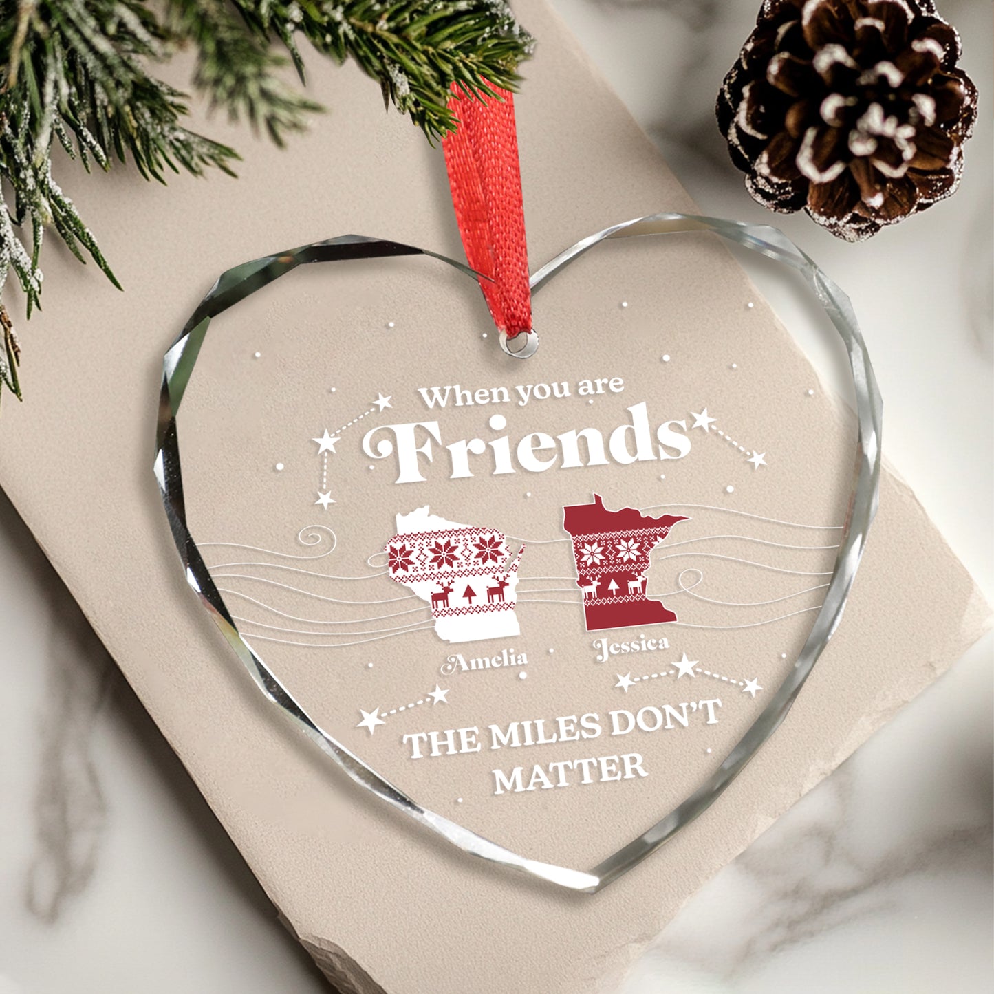Personalized Christmas Ornament For Friends, Custom Friendship Ornaments For Women Or Men