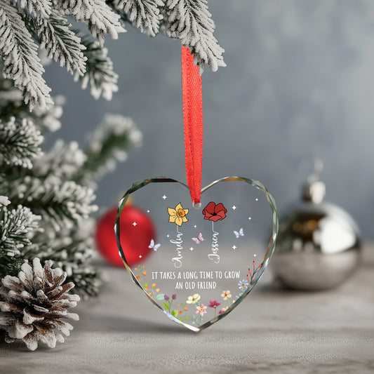 Personalized Heart Shaped Friends Christmas Ornaments, Thank You Gifts For Friends