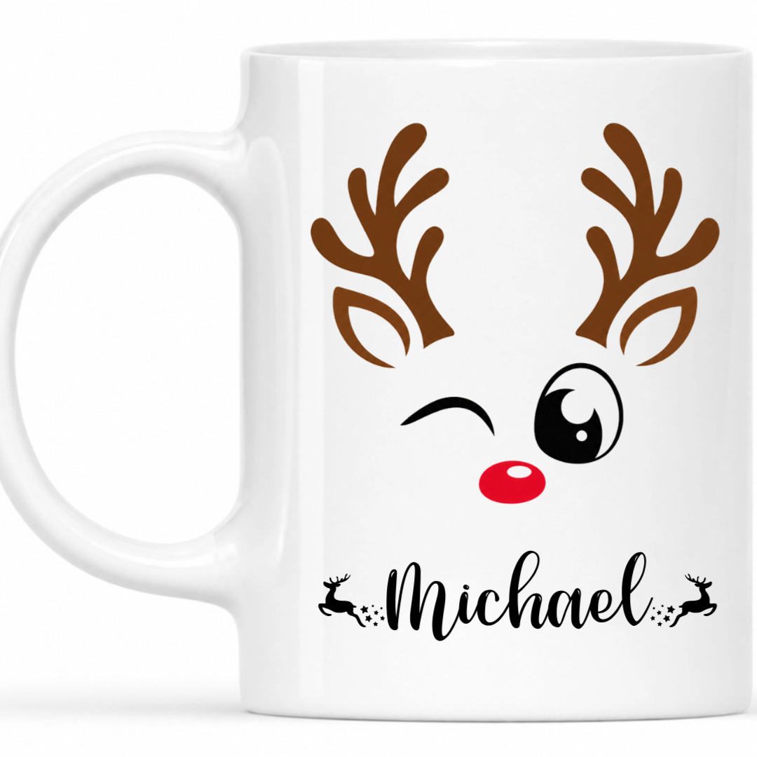 Personalized Christmas Matching Mug - Reindeer Mug Sets for Families, Groups, Businesses & Teams - Christmas Gift