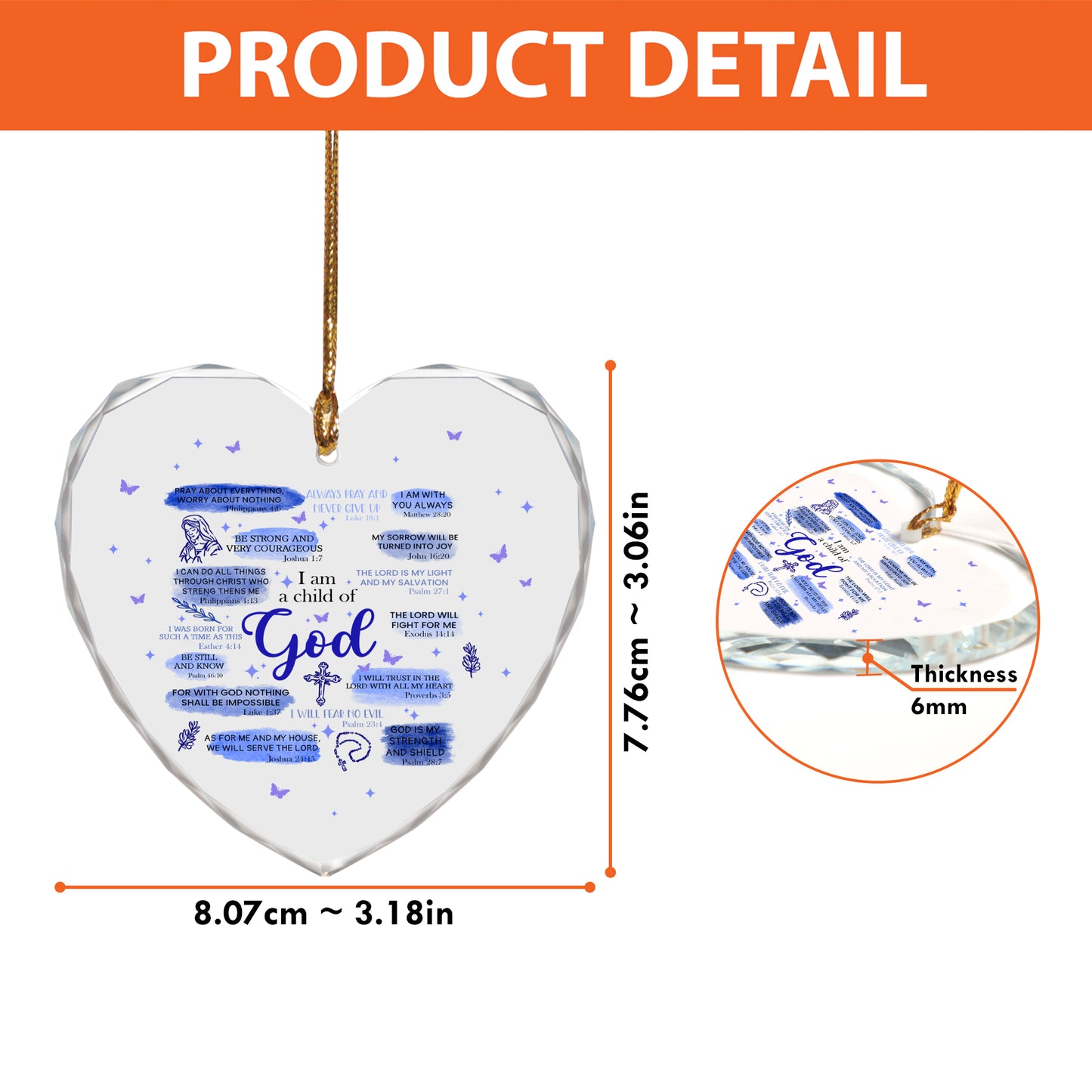 Christian Ornaments For Christmas Tree, Jesus Ornament For Holiday Or Anniversary