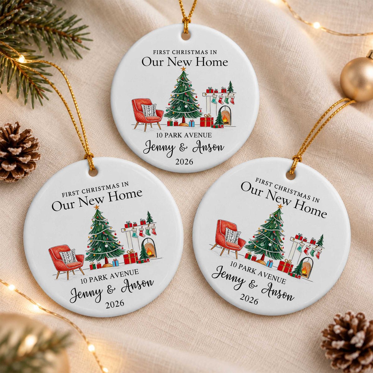 Personalized New Home Christmas Ornament, Custom Name Address Keepsake, Christmas Gift