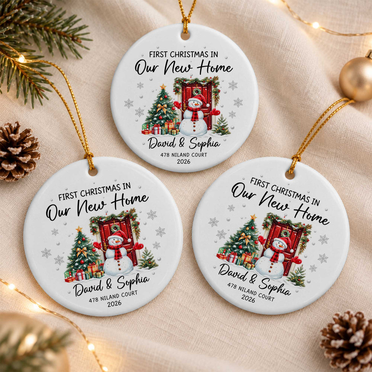 Personalized New Home Christmas Ornament, Custom Name Address Keepsake, Christmas Gift