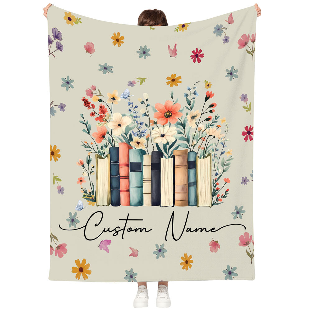Customized Fleece Book Lover Blanket, Reading Gifts For Book Lovers