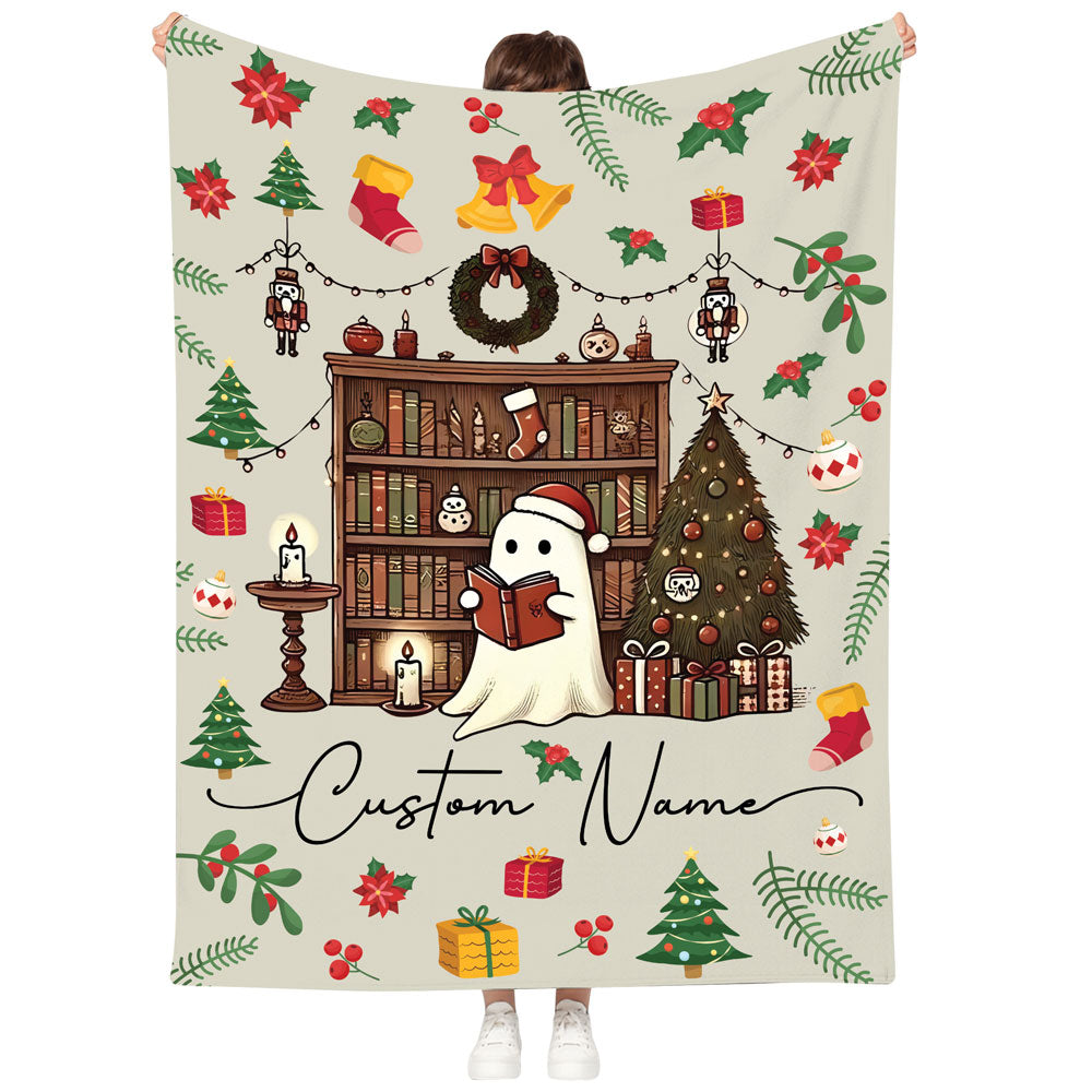 Ghost Reading Book Fleece Blanket For Family, Christmas Gifts For Readers