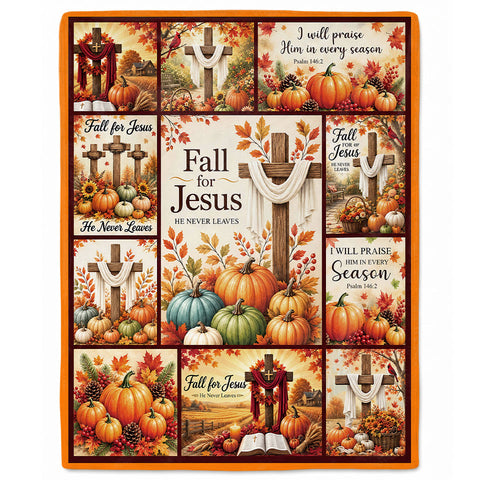 Thanksgiving Jesus Christian Fall Tree Blanket, Religious Fleece & Sherpa Throw, Faith Gift for Adults, Friends