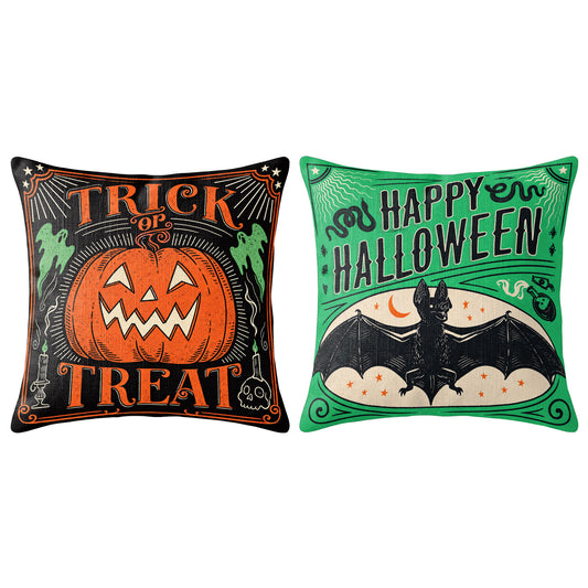 Halloween Decorative Pillow Set of 2 or 4, Vintage Spooky Throw Pillows for Home Decor, Gifts for Family