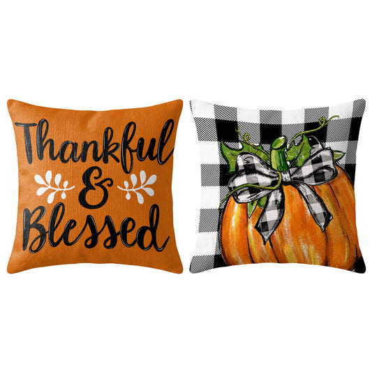 Thanksgiving Fall Decorative Pillow Set of 2 or 4, Harvest Throw Pillows for Home Decor, Gifts for Family
