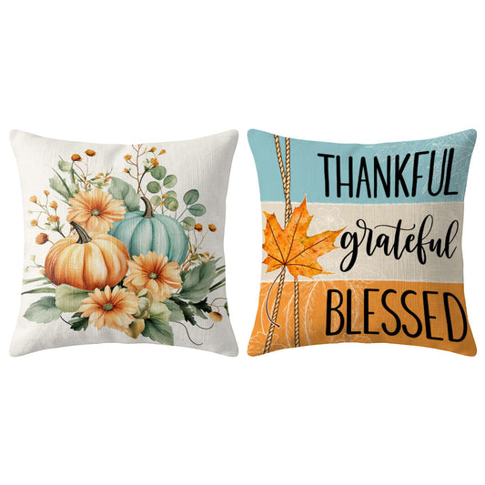 Thanksgiving Fall Decorative Pillow Set of 2 or 4, Harvest Throw Pillows for Home Decor, Gifts for Family