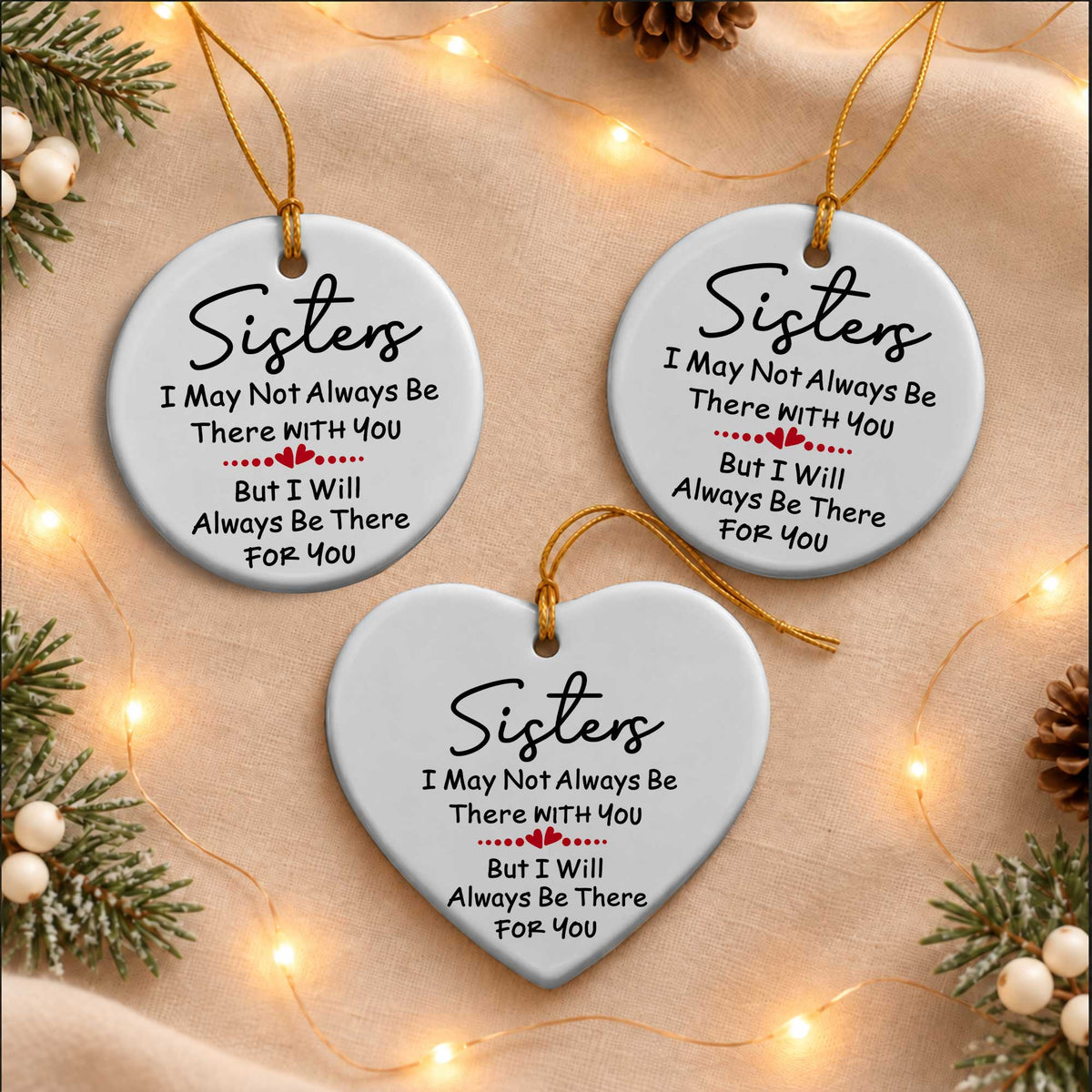 Sister Christmas Ornament, I Love You Forever Keepsake, Christmas Gift for Sister
