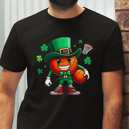 St Patricks day Shamrock Basketball Irish Boys Girls Men T-Shirt