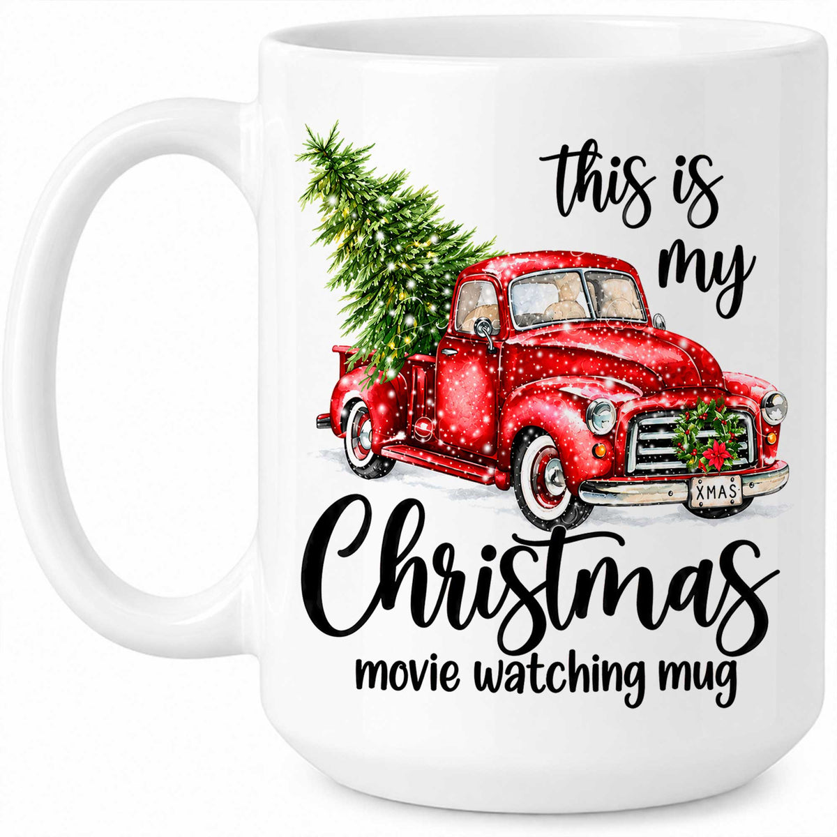 Christmas Movie Mug, Red Truck Christmas Tree Coffee Mug, Holiday Gift for Family