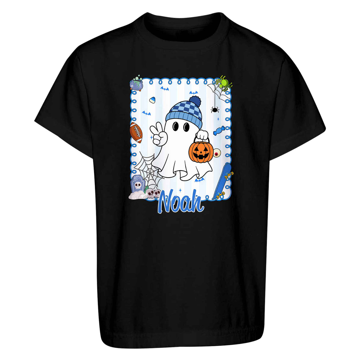 Personalized Halloween T-Shirt for Boys & Girls - Custom Name Ghost Pumpkin Shirt - Halloween Gift for Kids
