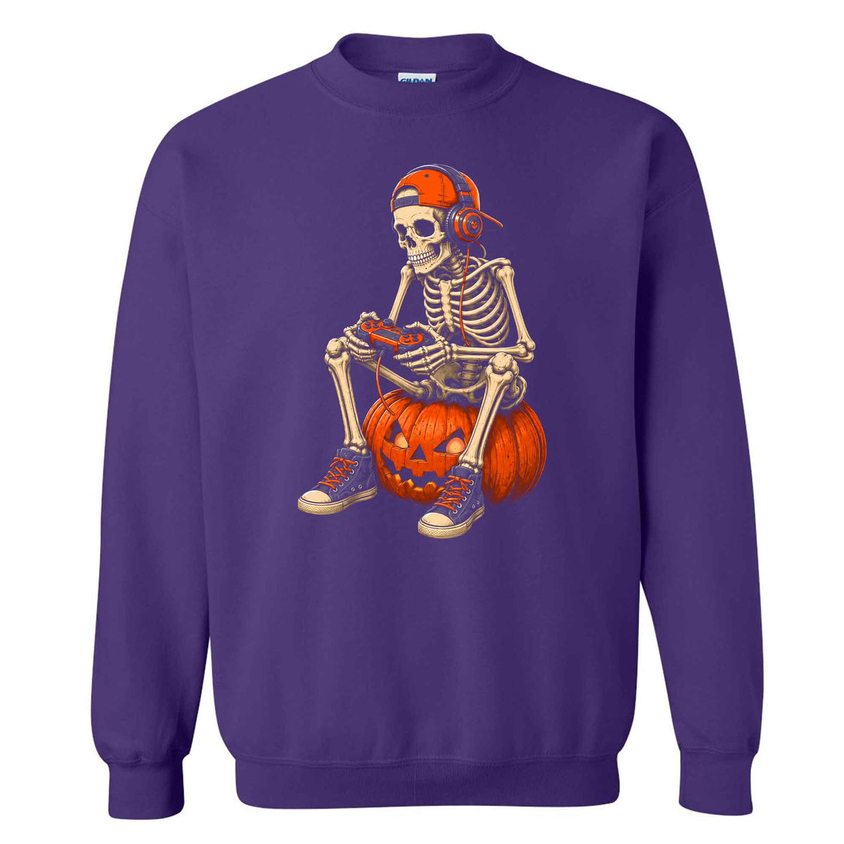 Skeleton Gamer Halloween Sweatshirt, Boys Pumpkin Gaming Shirt, Funny Halloween Gift