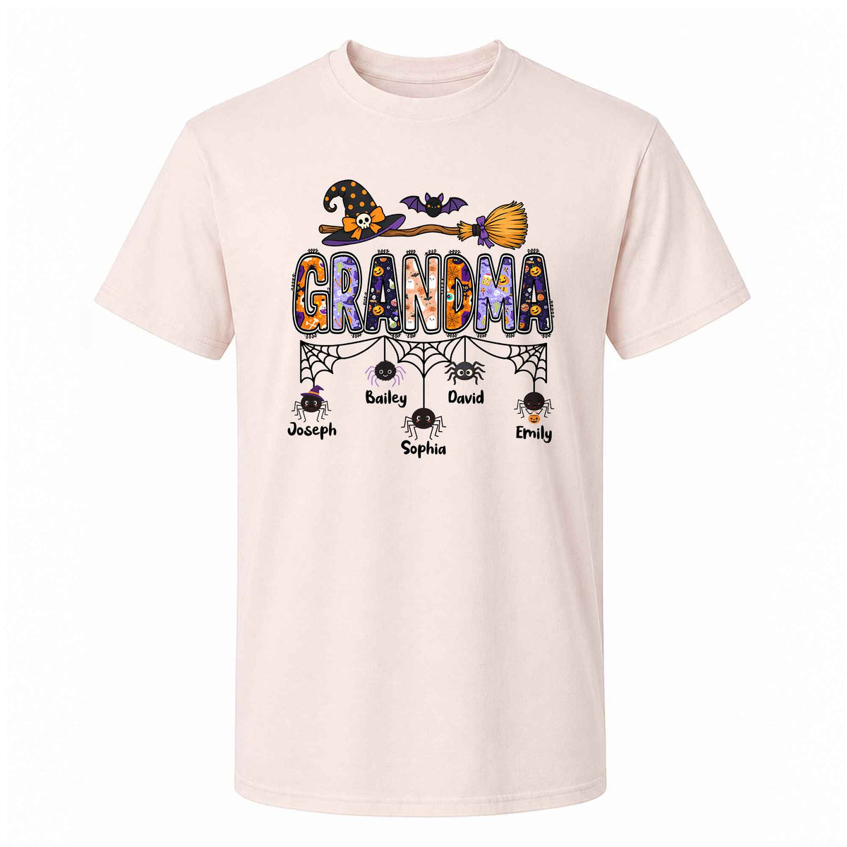 Personalized Halloween Grandma Shirt - Custom Name Spider Web - Halloween Gift for Grandma, Mom