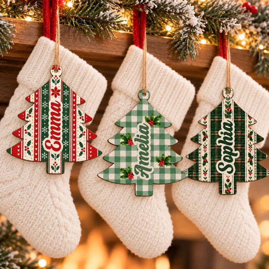 Personalized Custom Shape Wood Ornament - Custom Name Christmas Tree Ornament - Christmas Family Gifts