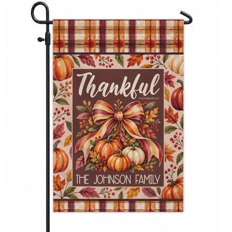 Personalized Thanksgiving Garden Flag - Custom Family Name Christian Flag - Thanksgiving Decor Gift