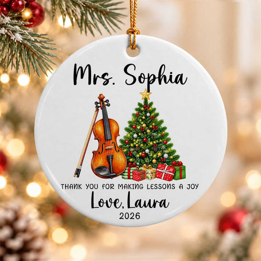 Personalized Music Teacher Christmas Ornament - Custom Violin Teacher Thank You Gift - Christmas Gift 2026
