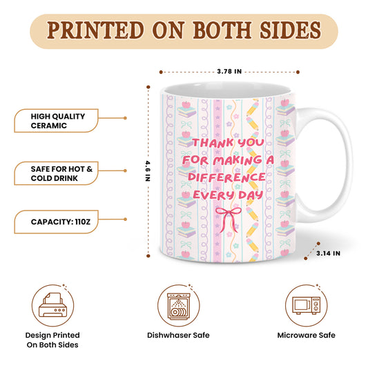 Personalized Teach Love Inspire Teacher Mug with Custom Name, Teacher Appreciation Coffee Mug, Thank You Teacher Gift, Back to School Gift