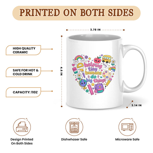 Colorful Groovy Teacher Mug - Helping Little Minds Grow - Personalized Teacher Coffee Cup - Back To School Teacher Gift