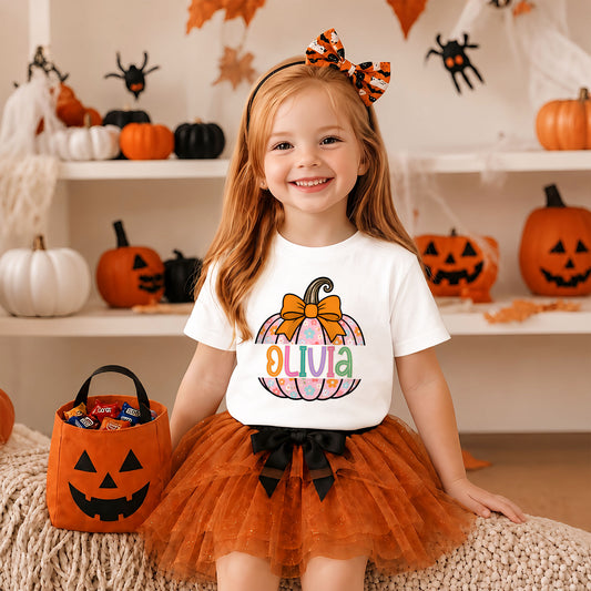 Personalized Halloween Kids Shirt - Custom Name Pumpkin Shirt - Kids Spooky Season Outfit, Spook Season Gift