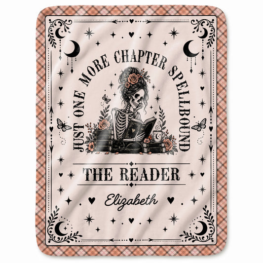 Personalized Halloween Blanket for Book Lovers - Custom Name Reading Skeleton Blanket - Gothic Reader Throw - Spooky Bookish Gift
