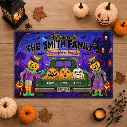 Personalized Halloween Doormat - Family's Pumpkin Patch - Spooky Home Decor for Family